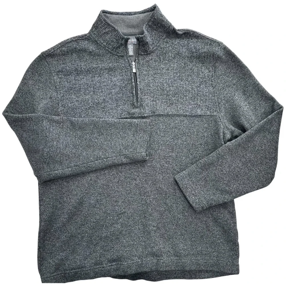 Van Heusen FLEX Knit Sweater 1/4 Zip Pullover Mock Neck Charcoal Gray Men's 2XL